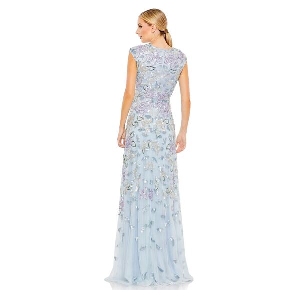 Sequined High Neck Cap Sleeve A Line Gown 5647 Size 16 - Picture 2 of 9